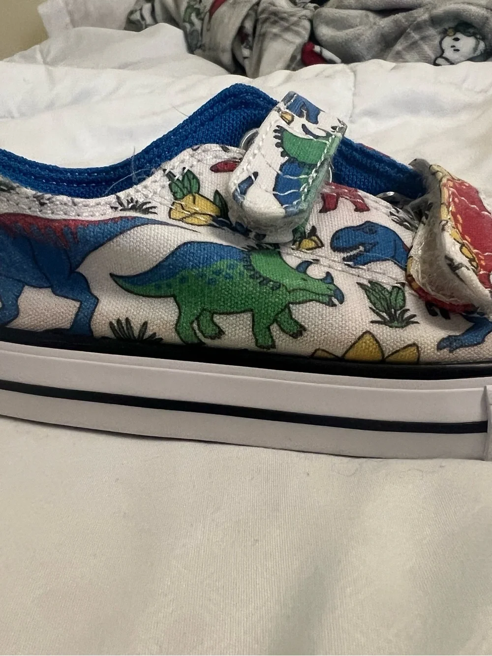 Converse Kids White Sneakers with Multicolor Dinosaur Print